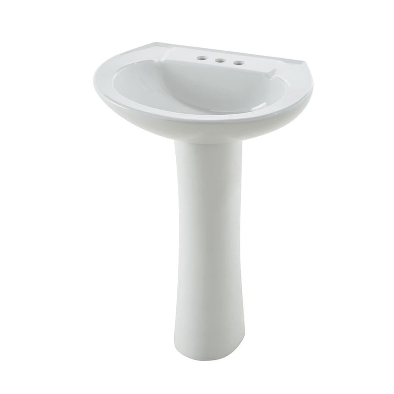 Pedestal Sink with Leg, White, 22.64 x 18 x 33.66-in S377