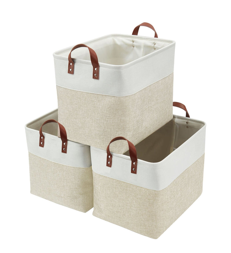 Jumbo Foldable Storage Basket, 42-L, 3-pk, Beige L7371