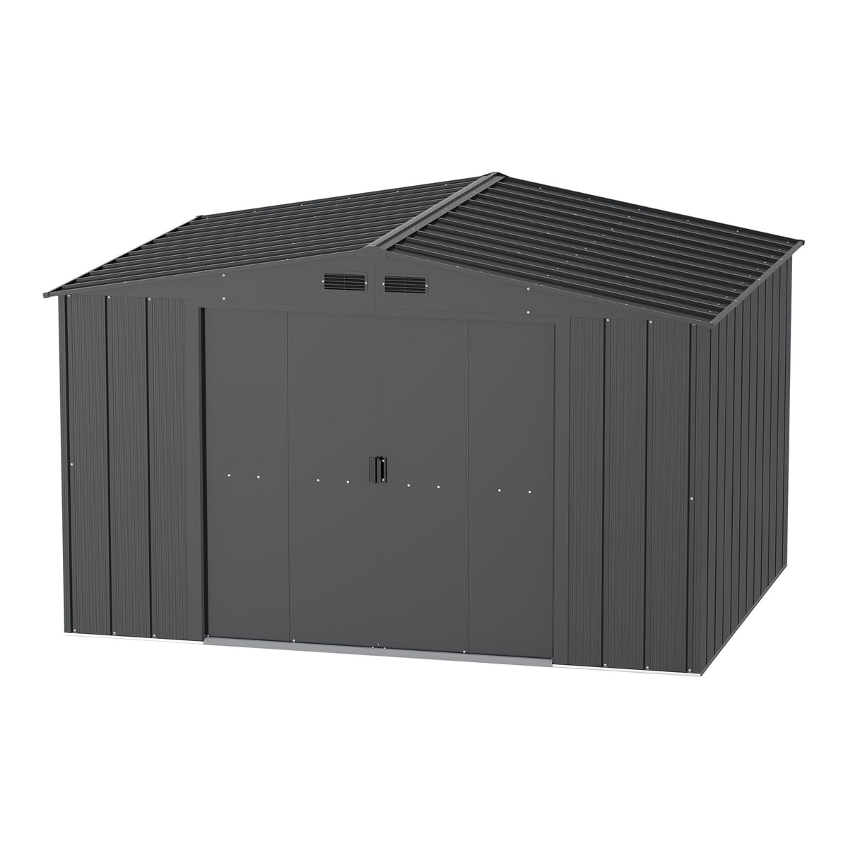 Metal Outdoor Storage Shed with Steel Frame, Dark Grey, 10-1/2-ft x 8-ft