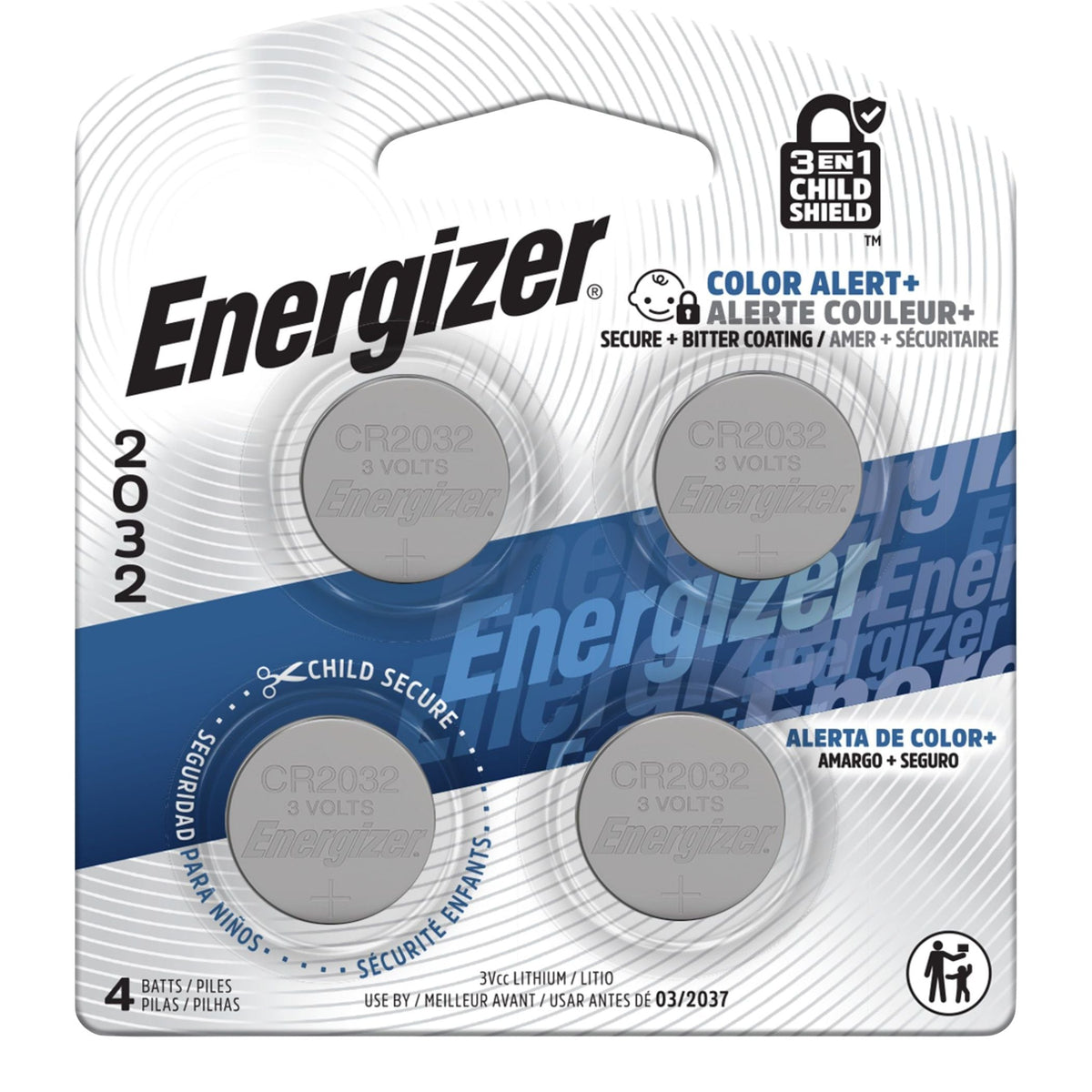 4-pk CR2032 3V / 3 Volt Lithium Coin Cell Batteries, Long Lasting