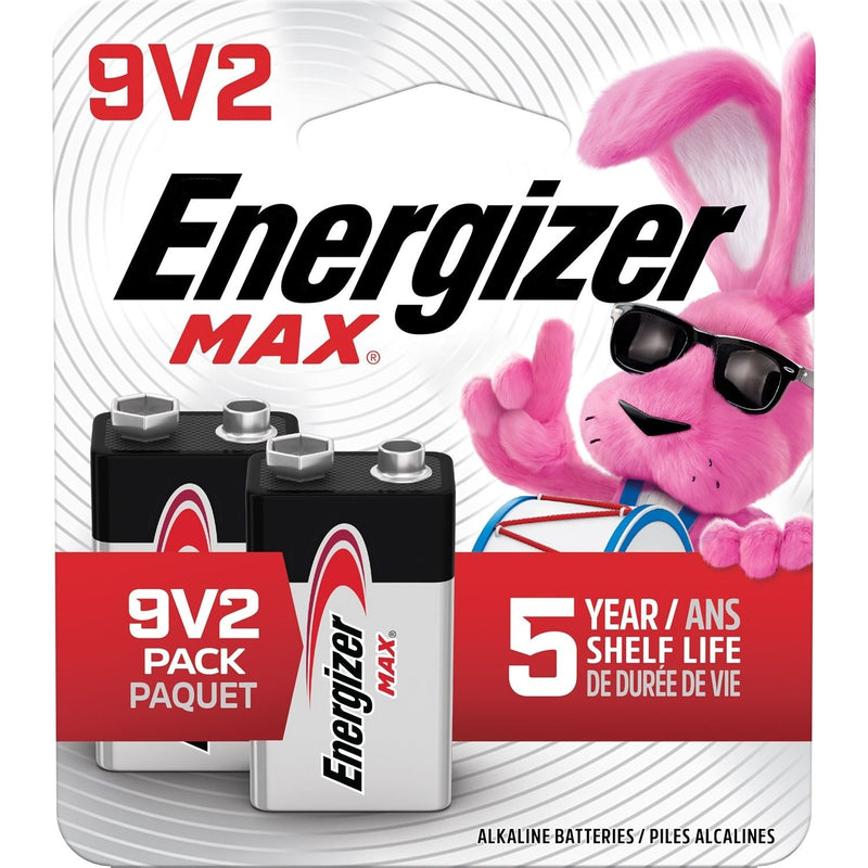 Max 2-pk 9V / 9 Volt Alkaline Batteries, Long Lasting, All Purpose H4102