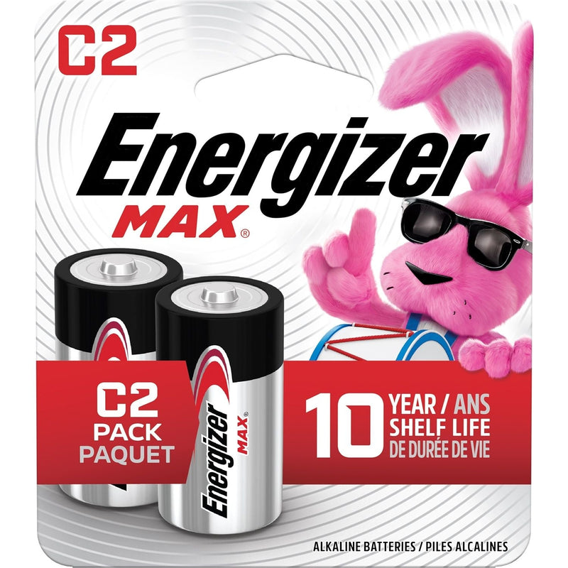 Max 2-pk C Alkaline Batteries, Long Lasting, All Purpose Q8205