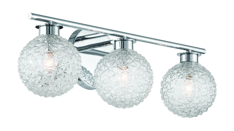 3-Light Chrome Vanity Light with Diamond Shades U2332