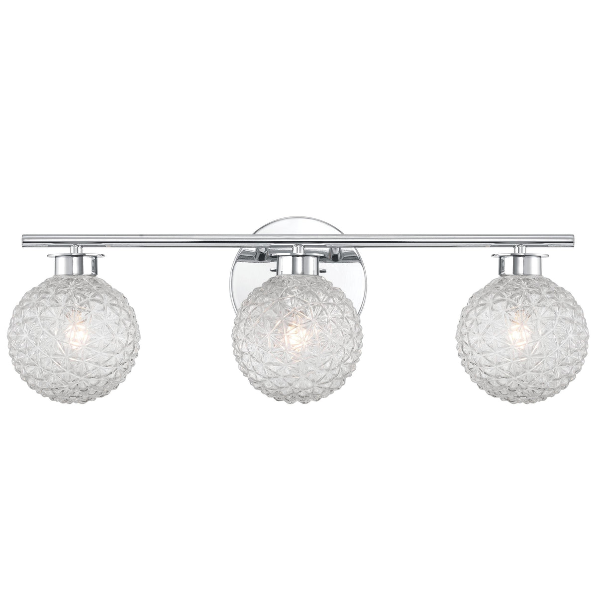 3-Light Chrome Vanity Light with Diamond Shades