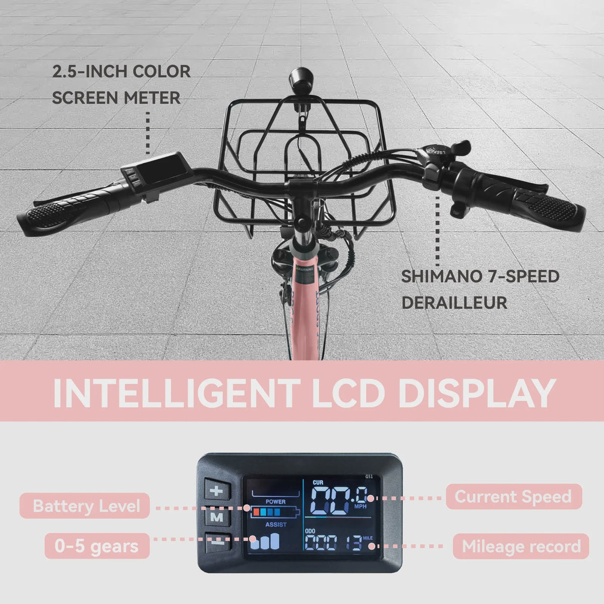 24 Inch Cruiser Electric Bike, E-Bike for Adults, Ebike with 36V 10.4AH Removable Battery, Step Through Ebike for Women Men,City Electric...