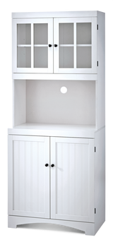 4-Door Open Shelf Freestanding Kitchen Pantry Storage Cabinet, Cream
