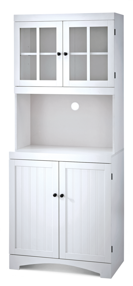 4-Door Open Shelf Freestanding Kitchen Pantry Storage Cabinet, Cream B1323