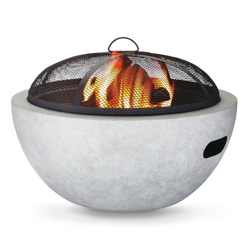 Outdoor Round Steel Wood Burning Firepit with Spark Screen, 24-in J4188