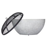 Outdoor Round Steel Wood Burning Firepit with Spark Screen, 24-in