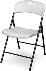Portable Indoor/Outdoor Contoured Plastic & Metal Folding Chair, White