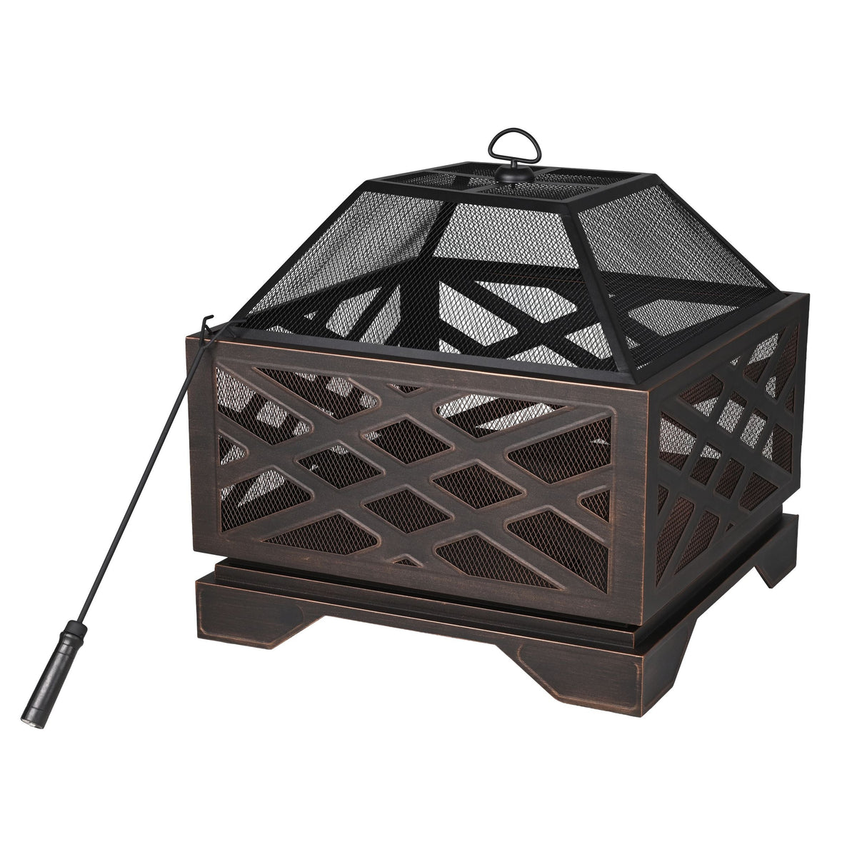 Square Heavy Duty Patio Fire Bowl/Fire Pit Cover, 31 x 31 x 24-in