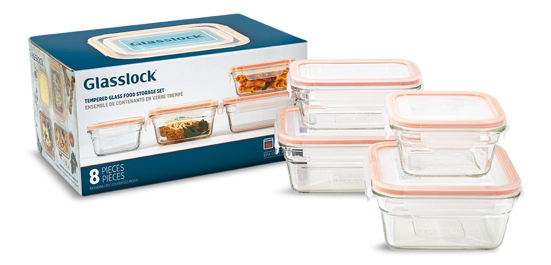 Glass Food Storage Container Set with Leakproof Lids, 4 Count