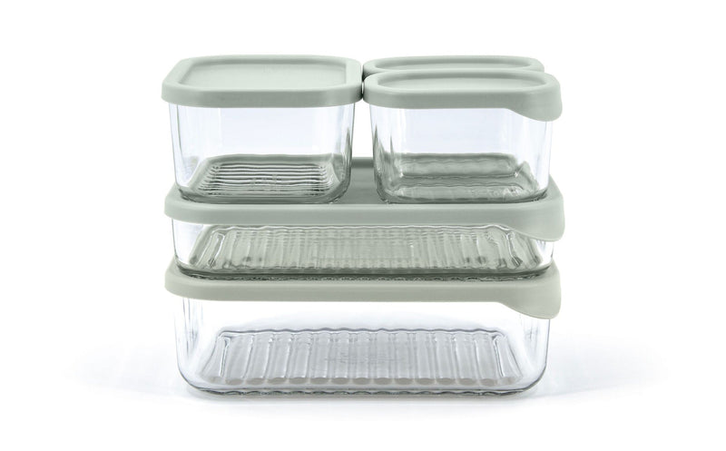 Modular Reusable Glass Fridge Food Storage Container Set with Peel-Off Lid, 5 Count C470