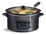Programmable Defrost Slow Cooker, Black, 6-qt