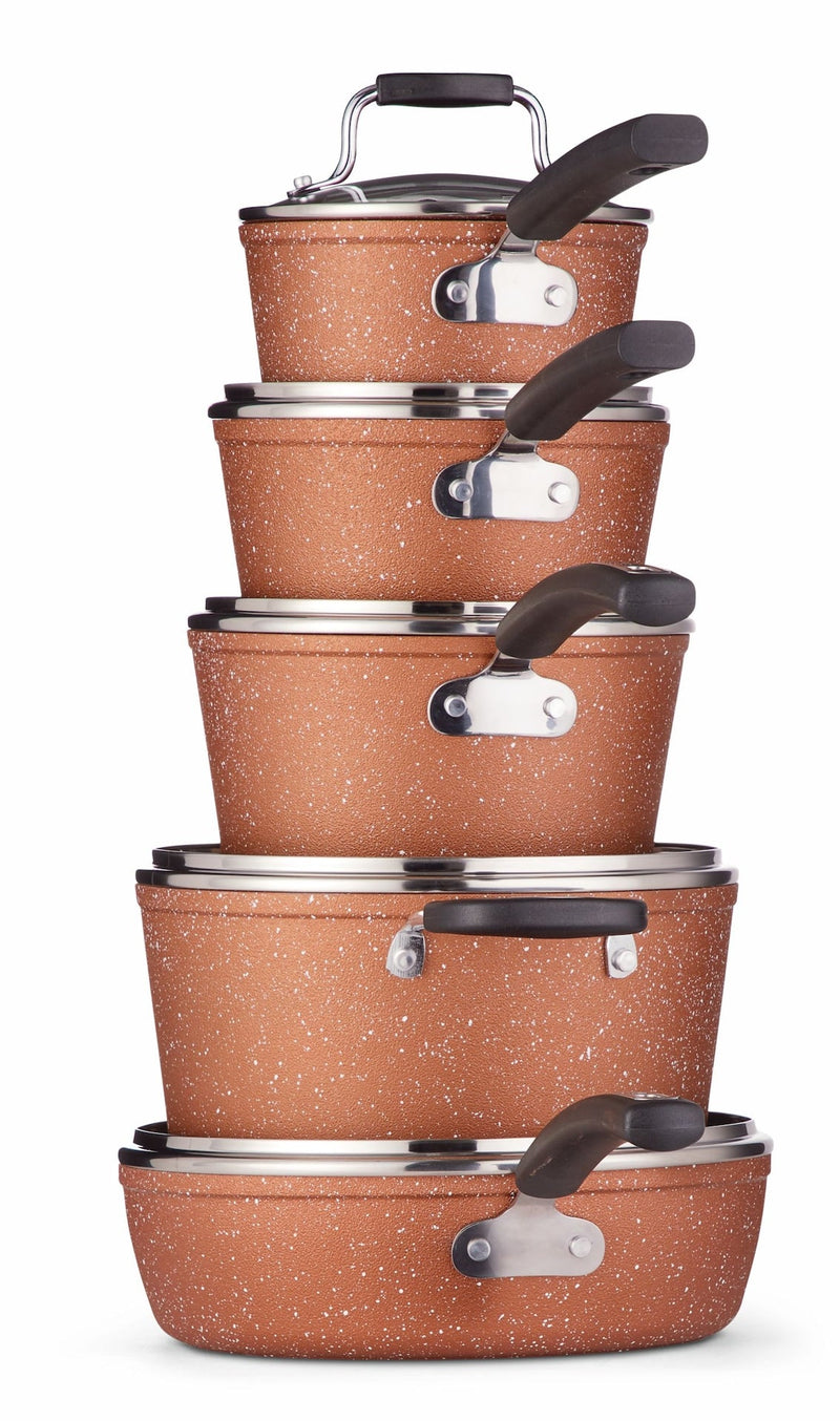 The Rock Copper Essentials Cookware Set, Non-Stick, Dishwasher & Oven Safe, 10-pc U7200
