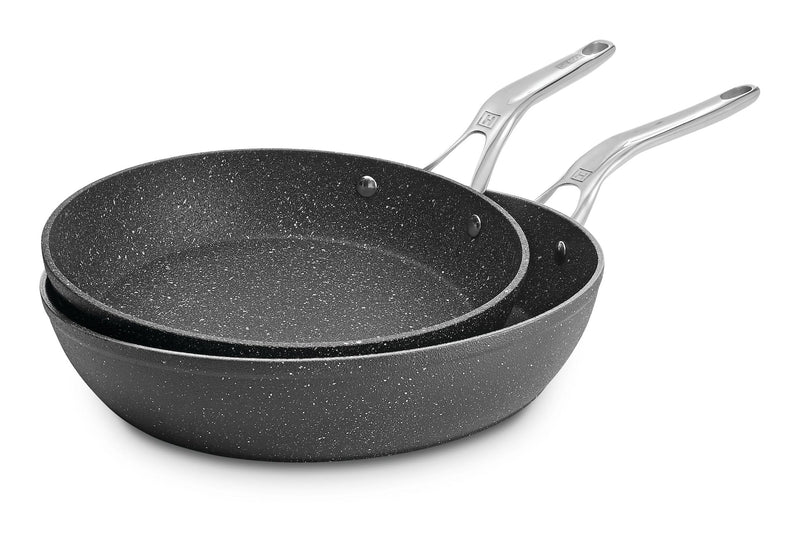 The Rock Frying Pan, Non-stick, Dishwasher & Oven Safe, 26cm & 30cm, Black, 2-pk Q7736