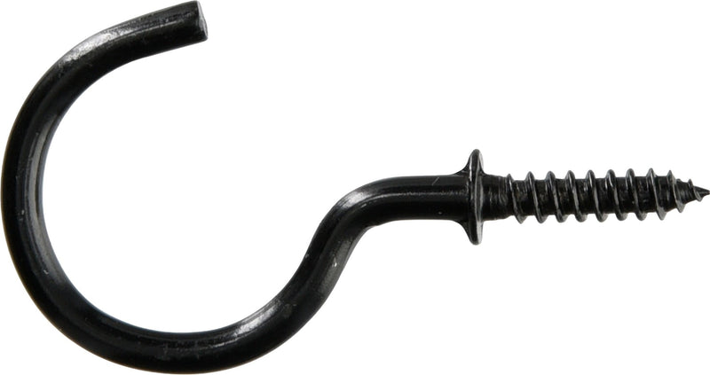 Mug Cup Hook, Half Hook Half Screw, Black, 7/8-in, 40-pk Y7963