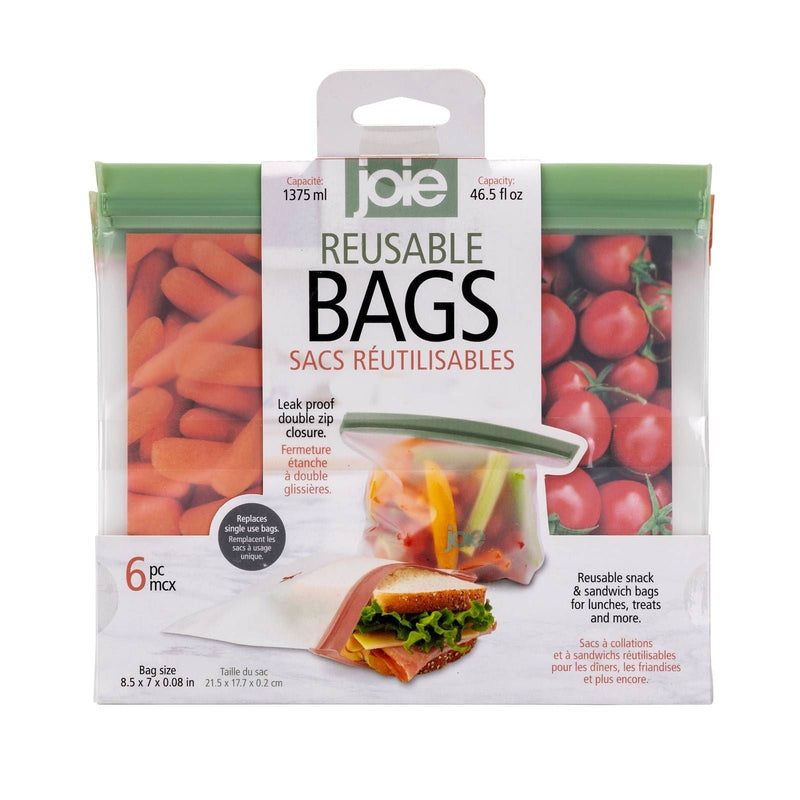Reusable Peva Food Storage Bags, Terracotta/Sage/Grey, 6-pk P5998