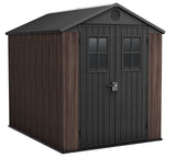 Darwin Resin Outdoor Storage Shed with DecoCoat, Brown, 6-ft x 8-ft