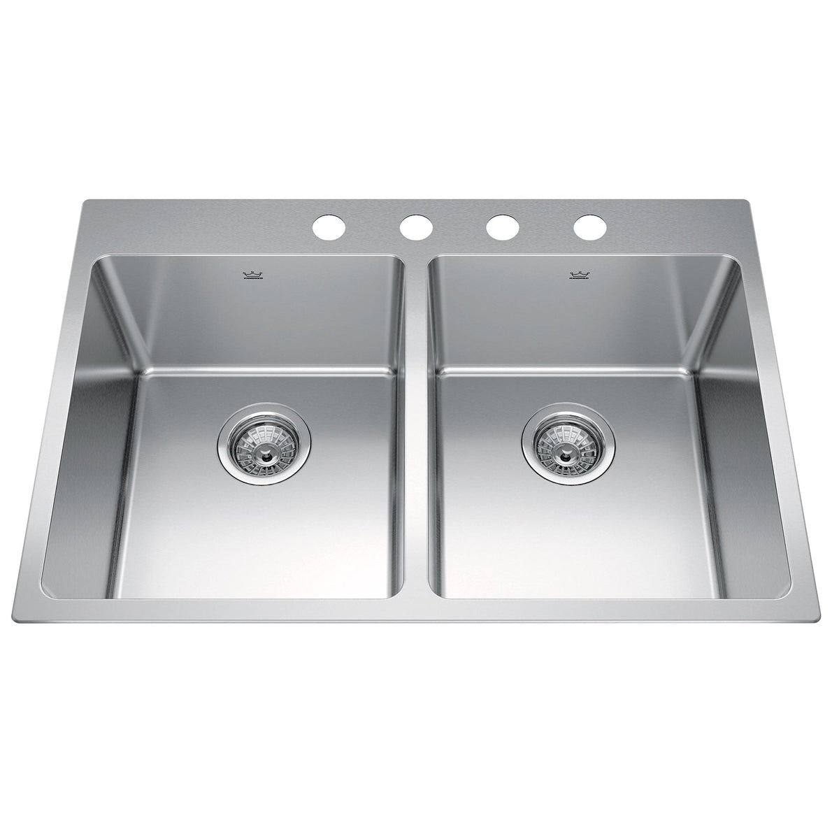 Brookmore Drop In Double Bowl 4-Hole Kitchen Sink, 30.8-in x 20.9-in x 9-in, Stainless Steel