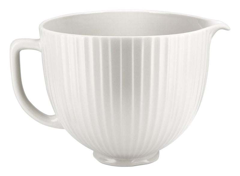 Microwave Safe Ceramic Bowl with Columns, White L20
