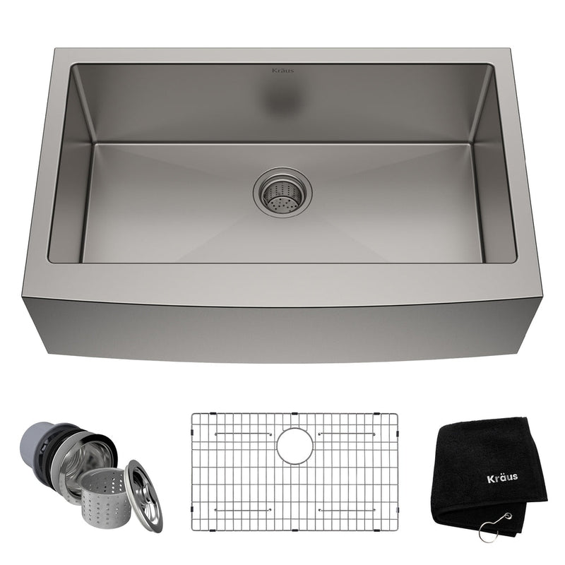 Standard PRO Apron Front Farmhouse Stainless Steel Single Bowl Kitchen Sink, 33x21x10-in H6825
