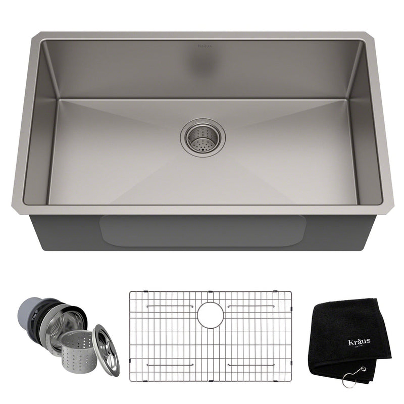 Standard PRO Undermount Stainless Steel Single Bowl Kitchen Sink, 32x19x10-in L7695