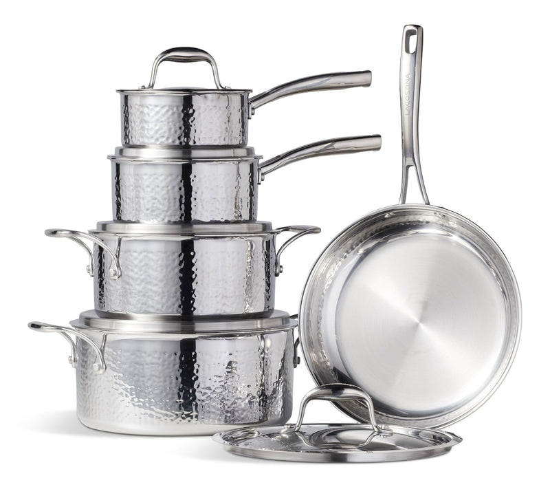 3-Ply Hammered Stainless Steel Cookware Set, 10-pc X5405