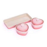 Stoneware Heart Cocottes and Tray, Gradient Rose, 5-pc