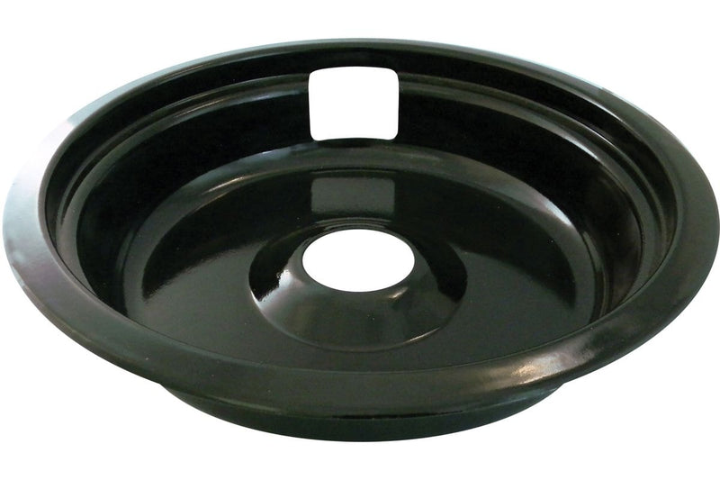 62490 Universal Porcelain Stove Deep-Draw Drip Pan with Trim Ring, Black, 8-in D3549