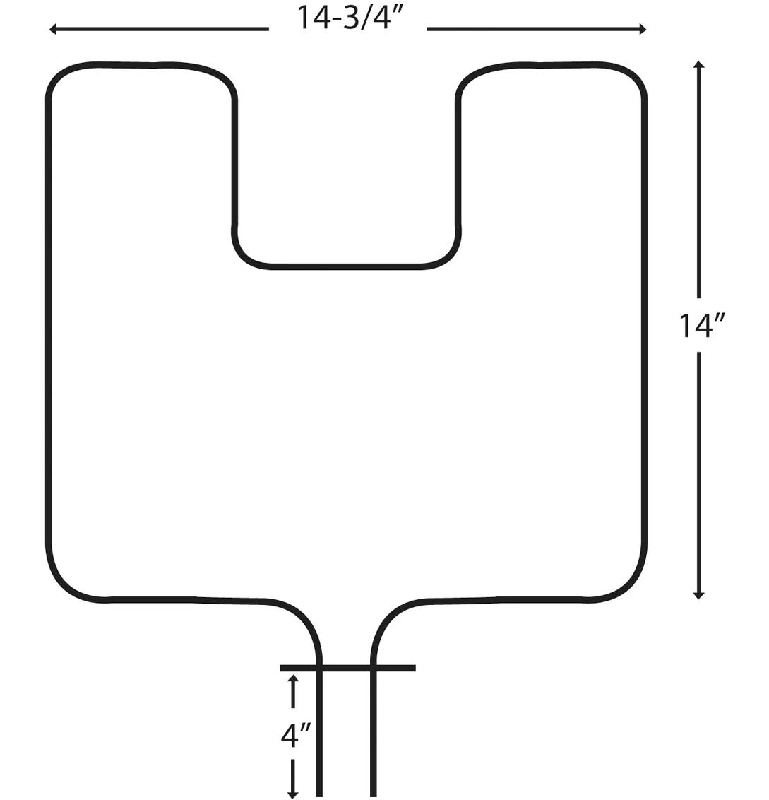 Laser 62509/2 Oven/Bake Element with Fixed 90° Connector, 2400W, 14-3/4-in x 14-in