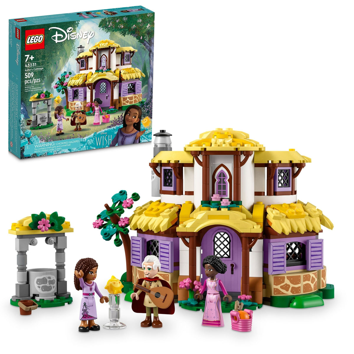 Princess Asha’s Cottage Building Toy Kit - 43231, 509-pcs, Ages 7+