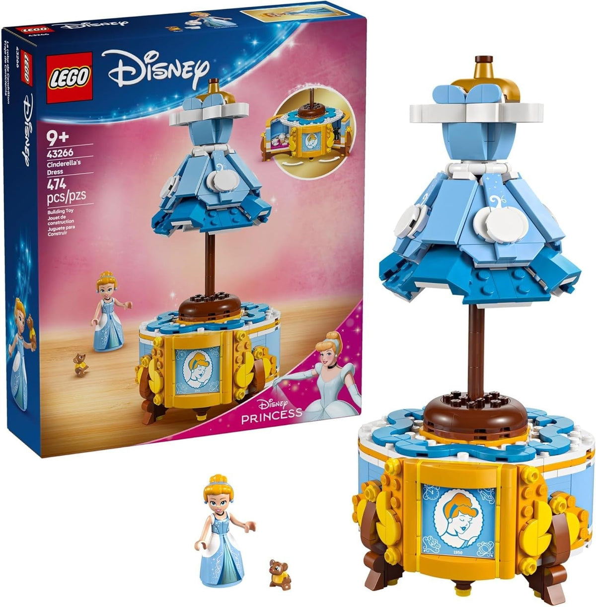 Princess Cinderella’s Dress Toy - 43266, 474-pcs, Ages 9+