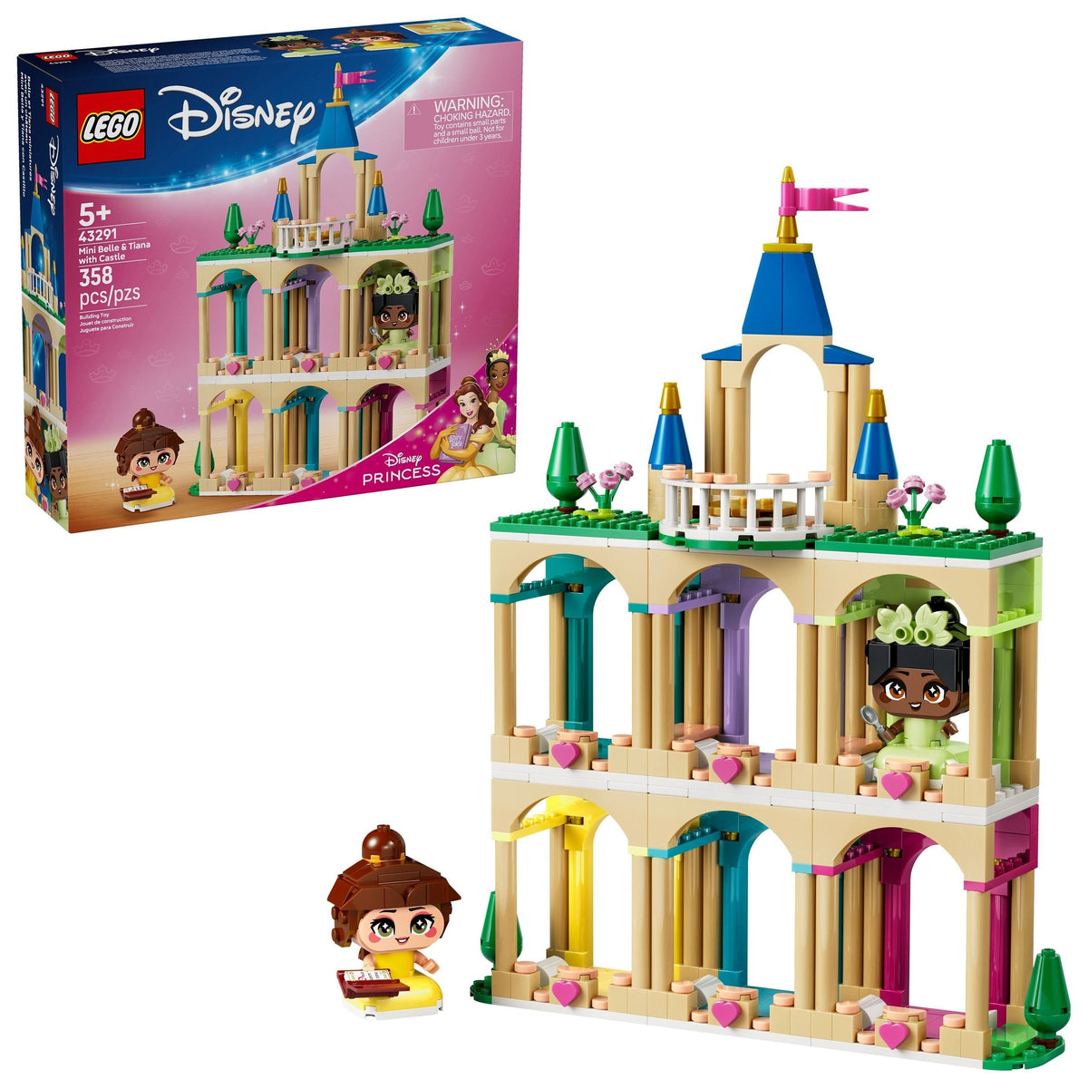 Princess Mini Belle & Tiana with Castle Toy Building Set - 43291, 358-pcs, Ages 5+