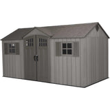Lifetime Outdoor Storage Shed with Dual Side Entry, Dark Grey Roughcut, 15 x 8-ft