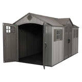 Lifetime Outdoor Storage Shed with Dual Side Entry, Dark Grey Roughcut, 15 x 8-ft