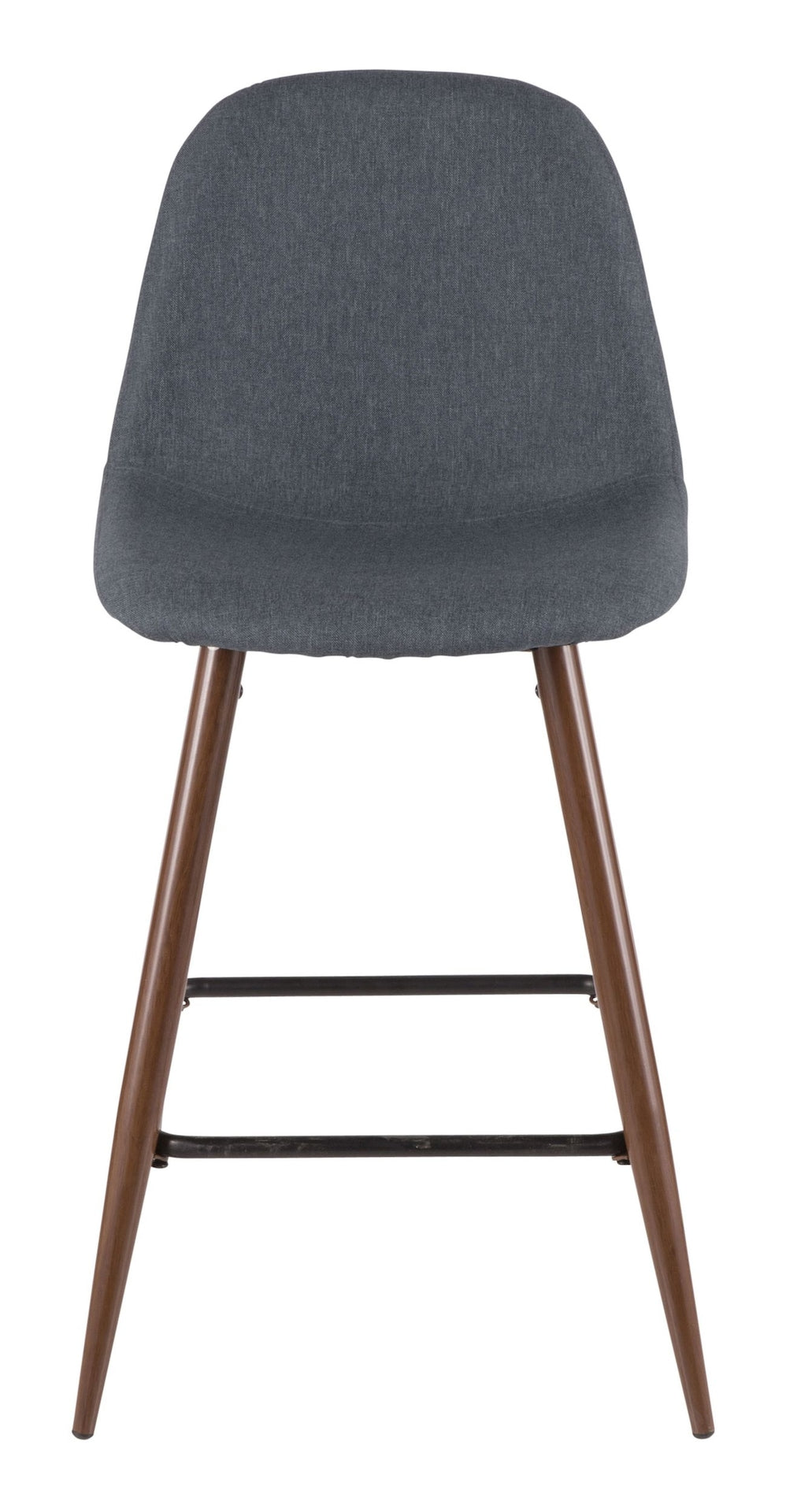 Pebble Armless Upholstered Counter/Bar Stool (2-Piece Set), Walnut/Blue