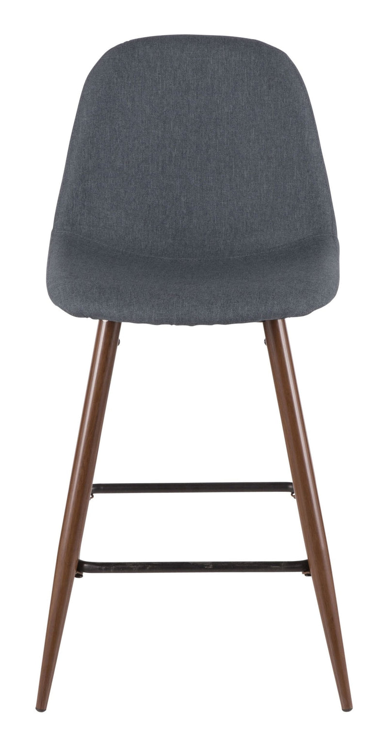 Pebble Armless Upholstered Counter/Bar Stool (2-Piece Set), Walnut/Blue N8361