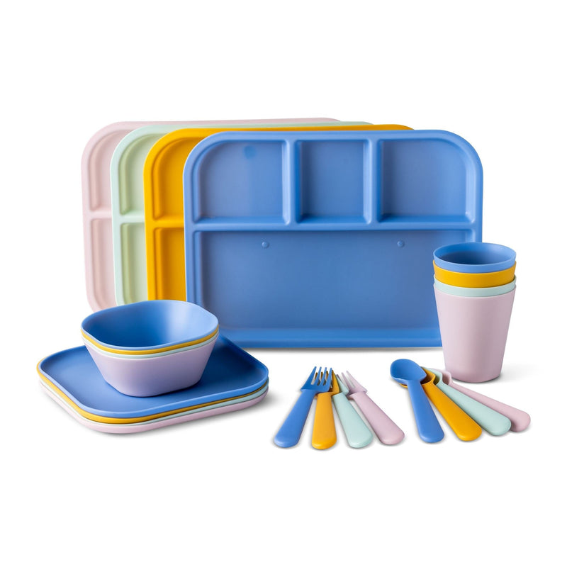 Kids' Plastic Dinnerware Set, Serves 4, 24-pc, Dishwasher Safe H4270