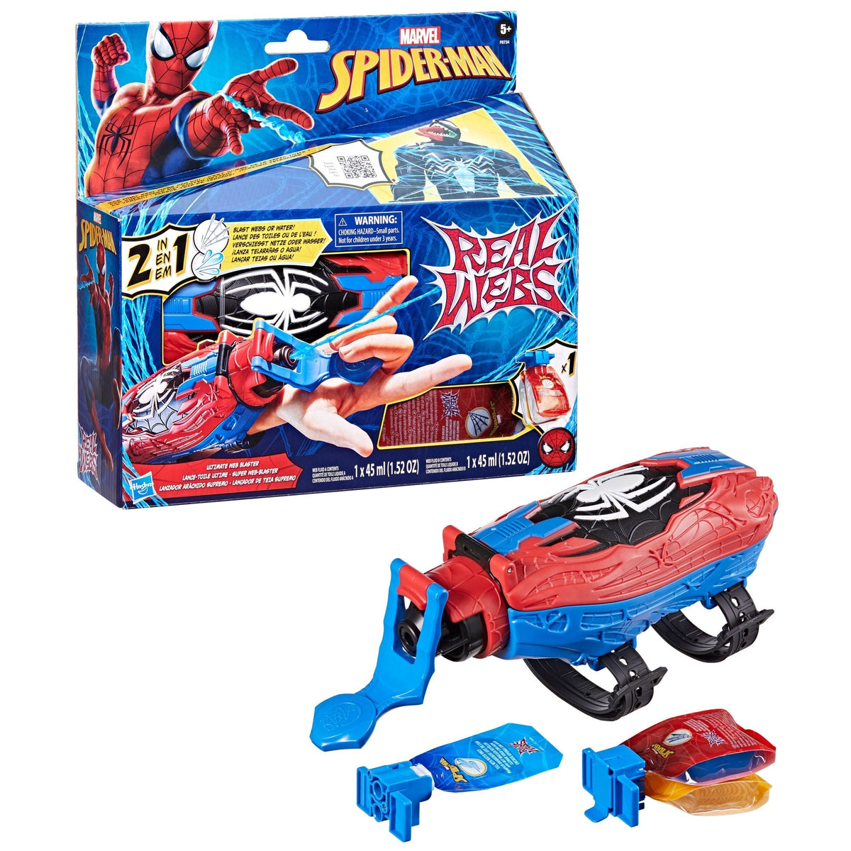 Marvel Real Webs Ultimate Web Blaster, 2-in-1 Blaster, Role Play Toy