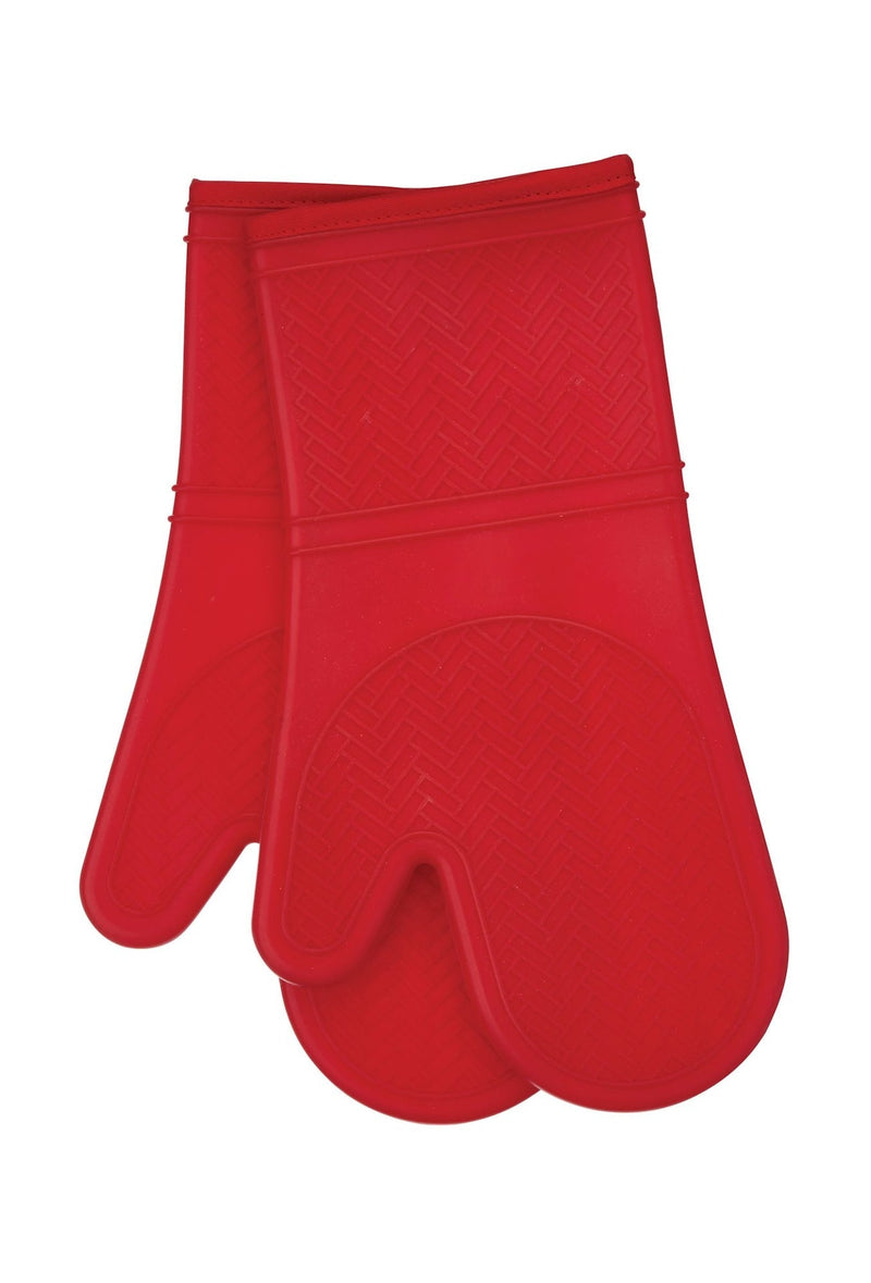 2pc Silicone Oven Mitt Set, Non-Slip Grip, Red E416