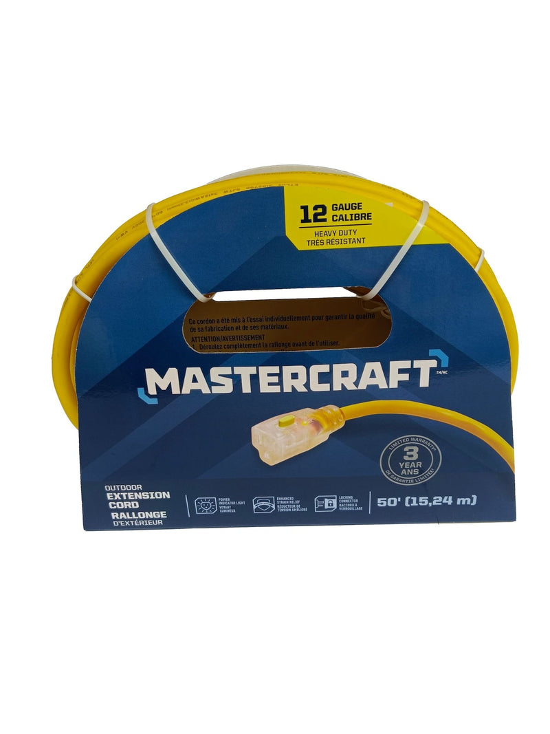 12/3 Outdoor Extension Cord with Lighted end & Locking Connector, Yellow H3143