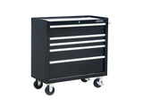 5-Drawer Powder-Coated Steel Tool Cabinet, Black, 36-in