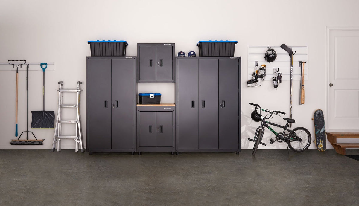 Heavy Duty Stackable Storage Box with Lid, 102-L, Black/Blue