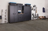 Heavy Duty Stackable Storage Box with Lid, 102-L, Black/Blue