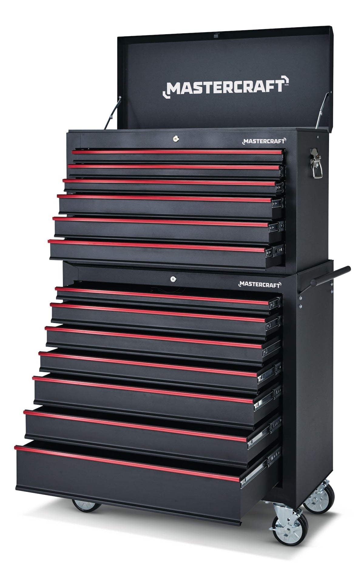 Rolling Tool Storage Cabinet with 7 Drawers, Black, 36-in