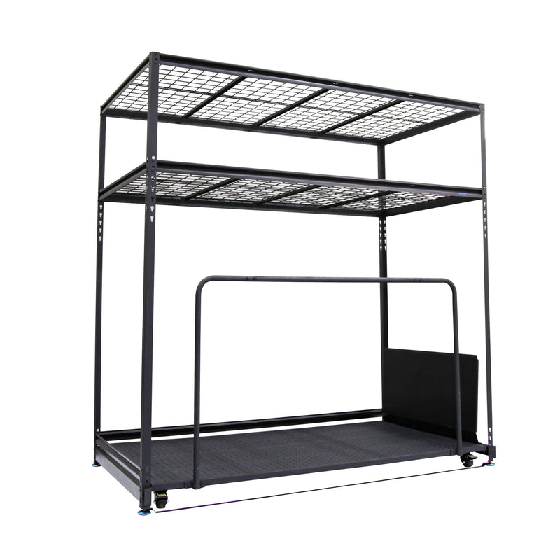 Seasonal Storage Rack with Rolling Platform Cart, Black, 65.5-in x 35.5-in x 68-in U4846