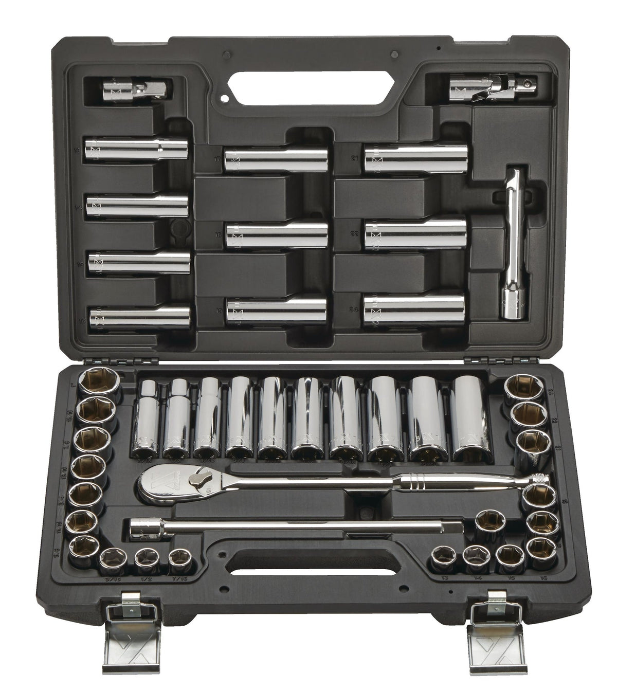 MAXIMUM 1/2-in Drive Professional Grade Socket Set, 45-pc, SAE/Metric, CRV, Nickel-Chrome Plating