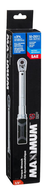 MAXIMUM 3/8-in Drive Torque Wrench, 50-250 in-lbs