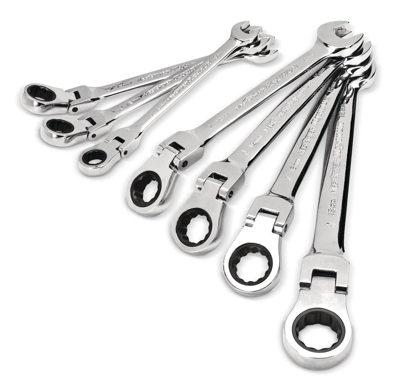 MAXIMUM Flexhead Ratcheting Wrench Set, Alloy Steel, Metric, 7-pc G6480